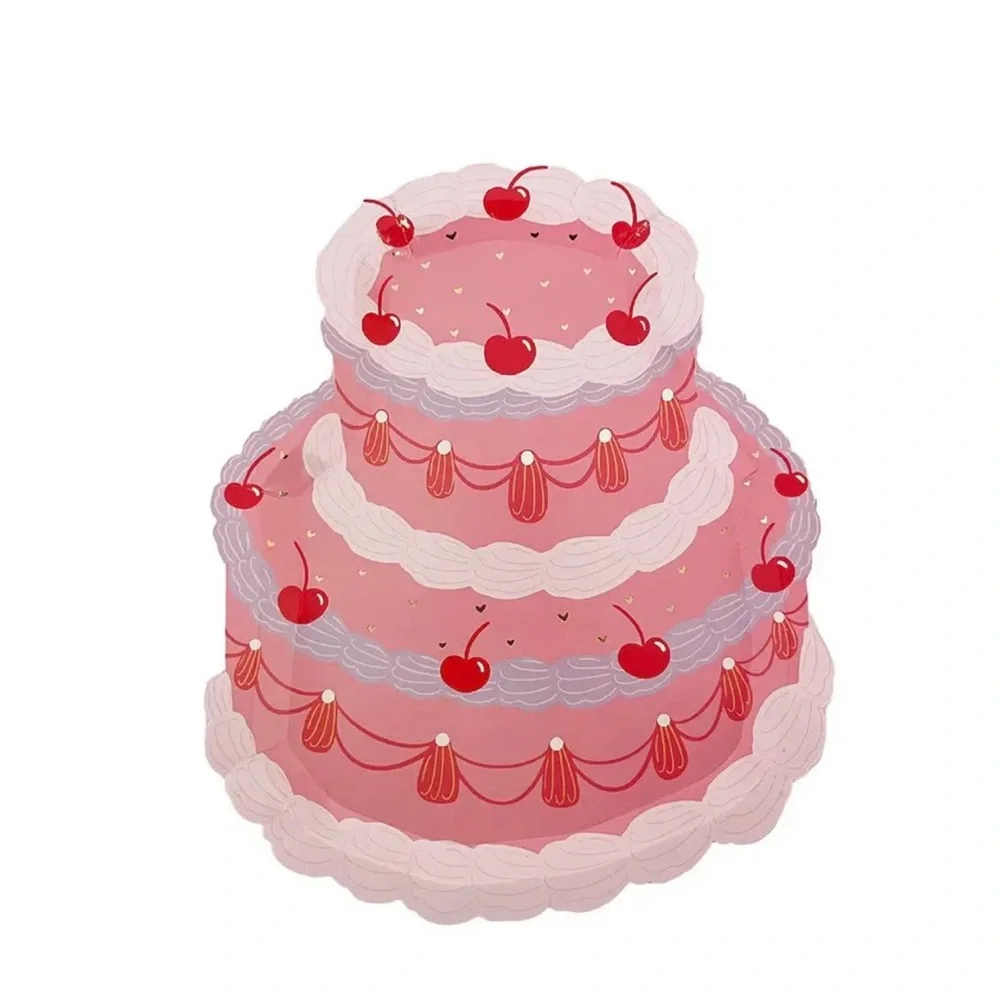 NWT You're The Cherry On Top Vintage Cake Dinner Plates, 16pk.